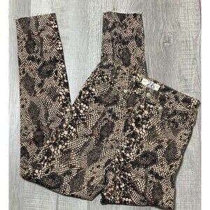 We The Free Snake Print Jeans Raw Hem Browns Size 26